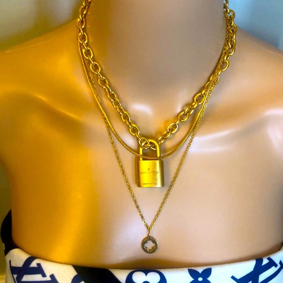Repurposed Aunthentic Louis Vuitton padlock with New Stainless Steel Necklace. - Picture 2 of 10